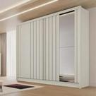 Guarda Roupa Solteiro Ripado com Espelho 2 Portas 4 Gavetas Galati Off White Made Marcs