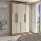 Guarda-Roupa Solteiro Risk 4 Portas 3 Gavetas Cinamomo/Off White - Panorama Móveis