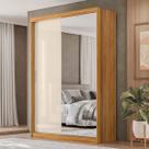 Guarda-Roupa Solteiro Riva 2 Portas 4 Gavetas com Espelho Cinamon/Off White - Demóbile