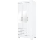 Guarda-Roupa Solteiro Sensi 3 Portas 2 Gavetas Flex Branco/Rosa Chá - Briz