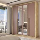 Guarda-Roupa Solteiro Severo 4 Portas 3 Gavetas com Espelho Capuccino/Terracota - Panorama Móveis Guarda-Roupa Solteiro Severo 4 Portas 3 Gavetas com Espelho Capuccino/Terracota - Panorama Móveis