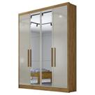Guarda Roupa Solteiro Sevilha 4 Portas 3 Gavetas Cumaru 25 Fendi com Espelho Novo Horizonte