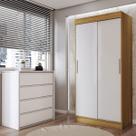 Guarda-Roupa Solteiro Sirius 2 Portas 2 Gavetas e Cômoda 4 Gavetas Marrocos/Off White/Branco - Panorama Móveis Guarda-Roupa Solteiro Sirius 2 Portas 2 Gavetas e Cômoda 4 Gavetas Marrocos/Off White/Branco - Panorama Móveis