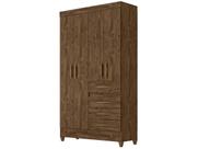 Guarda Roupa Solteiro Sobral 4 Portas Castanho Wood - Moval