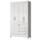 Guarda Roupa Solteiro Sobral 4p 110 Cm Branco Flex Moval Branco Flex