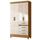 Guarda Roupa Solteiro Sobral 4p Espelho 110 Cm Freijo Off White Moval