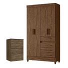 Guarda Roupa Solteiro Sobral E Cômoda Ms913 Castanho Wood Moval
