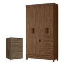 Guarda Roupa Solteiro Sobral e Cômoda MS913 Castanho Wood Moval