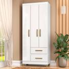 Guarda-Roupa Solteiro Sole 3 Portas 2 Gavetas Branco - Pnr Móveis