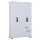 Guarda Roupa Solteiro Tóquio 4 Portas Branco Brilho - Poquema