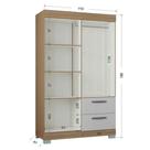 Guarda Roupa Solteiro Tóquio 4 Portas Com Armário Multiuso 2 Portas Pequeno Castanho Off White - Poquema