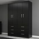 Guarda-Roupa Solteiro Treviso 4 Portas 6 Gavetas Black - Evidência Móveis