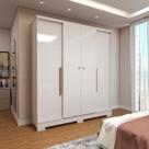 Guarda-Roupa Solteiro Varsóvia 4 Portas 2 Gavetas Branco - Panorama Móveis