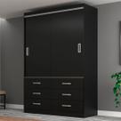 Guarda-Roupa Solteiro Veneza 2 Portas 6 Gavetas Black - Evidência Móveis