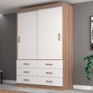 Guarda-Roupa Solteiro Veneza 2 Portas 6 Gavetas Demolição/Branco - Evidência Móveis