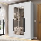 Guarda Roupa Solteiro Venus 1105K52E2G1 4 Portas de Bater com Espelho Branco-Branco-Preto Madesa Guarda Roupa Solteiro Venus 1105K52E2G1 4 Portas de Bater com Espelho Branco-Branco-Preto Madesa