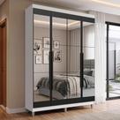 Guarda Roupa Solteiro Venus 1105K84E2G1CP 4 Portas de Bater com Espelhos MDP Branco-Preto-Preto Guarda Roupa Solteiro Venus 1105K84E2G1CP 4 Portas de Bater com Espelhos MDP Branco-Preto-Preto