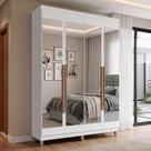 Guarda Roupa Solteiro Venus 4 Portas de Bater com Espelhos MDP Branco-Branco-Rustic Madesa Guarda Roupa Solteiro Venus 4 Portas de Bater com Espelhos MDP Branco-Branco-Rustic Madesa