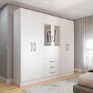 Guarda-Roupa Solteiro Vigo 6 Portas 3 Gavetas com Espelho Branco - Panorama Móveis