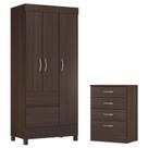 Guarda Roupa Solteiro Wind com Comôda Astral Café - Demóbile