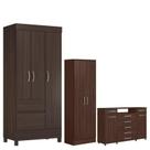 Guarda Roupa Solteiro Wind com Multiuso Golden com Cômoda London Café - Demóbile