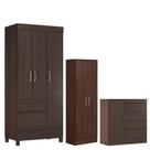 Guarda Roupa Solteiro Wind com Multiuso Golden com Cômoda Montevidéu Café Touch - Demóbile