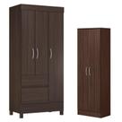 Guarda Roupa Solteiro Wind com Sapateria Multiuso Golden Café - Demóbile