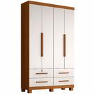 Guarda Roupa Solteiro Zanzini Maximus Plus 4 portas 4 gavetas com pés Cinamomo Areia