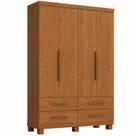 Guarda Roupa Solteiro Zanzini Maximus Plus 4 portas 4 gavetas com pés Cinamomo