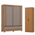 Guarda Roupa Spazio 2 Portas 2 Gavetas Nature Off White Avelã com Armário Multiuso Margarida Cinamomo - Henn Briz