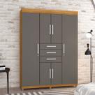 Guarda Roupa Taurus Imperial 6 Portas De Abrir 3 Gavetas Nature Alasca Vila Rica