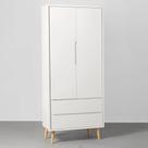 Guarda-Roupa Theo 2 Portas com Pés Retrô Natural - Branco Fosco