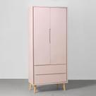 Guarda-Roupa Theo 2 Portas com Pés Retrô Natural - Rosa