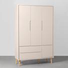 Guarda-Roupa Theo 3 Portas com Pés Retrô Natural - Areia