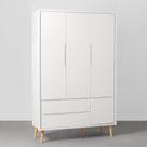 Guarda-Roupa Theo 3 Portas com Pés Retrô Natural - Branco Fosco