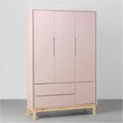Guarda-Roupa Theo 3 Portas com Pés Square Natural - Rosa
