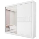 Guarda Roupa Titanium Ripado 2 Portas 6 Gavetas Com Espelho D' Doro Branco/ripado