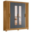 Guarda Roupa Valença 195cm 6 Portas Freijó Cinza com portas ripadas e Espelho Moval Guarda Roupa Valença 195cm 6 Portas Freijó Cinza com portas ripadas e Espelho Moval