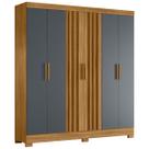 Guarda Roupa Valença 195cm 6 Portas Freijó Cinza com portas ripadas Moval