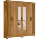 Guarda Roupa Valença 195cm 6 Portas Freijó com portas ripadas e Espelho Moval