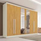 Guarda Roupa Valência 6 Portas 6 Gavetas Espelhado MDF OFF/PEROBA Made Marques