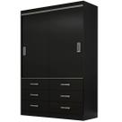 Guarda Roupa Veneza Solteiro 2 Portas 6 Gavetas Evidencia Cor Preto