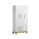 Guarda-Roupas 3 Portas e 2 Gavetas 180 x 94 Q Charm Slim -Branco Branco Acetinado - ÉdeCasaMóveis