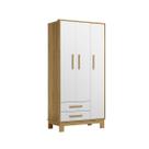 Guarda-Roupas 3 Portas e 2 Gavetas 180 x 94 Q Charm Slim -Freijo-Branco-Acetinado - ÉdeCasaMóveis