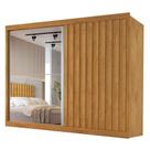 Guarda Roupas Casal 2 Portas De Correr Com Espelho Ripado 100% Mdf 4 Gavetas Malta Madeirado