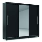 Guarda Roupas Casal 2,28m com Espelho 3 Portas 4 Gavetas Royale Preto Gelius