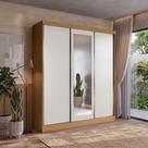 Guarda Roupas Casal 3 Portas de Correr 3 Espelhos Kappesberg Tapajós/Branco 180cm