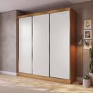 Guarda Roupas Casal 3 Portas de Correr 3 Gavetas Kappesberg Tapajós/Branco 208cm