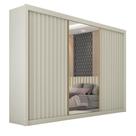 Guarda Roupas Casal 3 Portas de Correr com Espelho Ripado 100% MDF 6 Gavetas Dublin