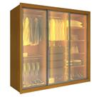 Guarda Roupas Casal 3 Portas De Correr Reflecta 4 Gavetas 100% Mdf Lux Madeirado/off White